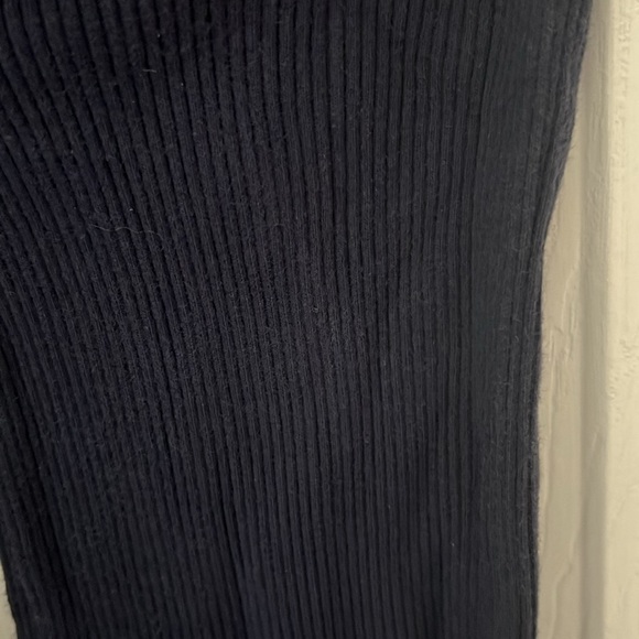 Navy Ribbed Flared Pants - Picture 4 of 5